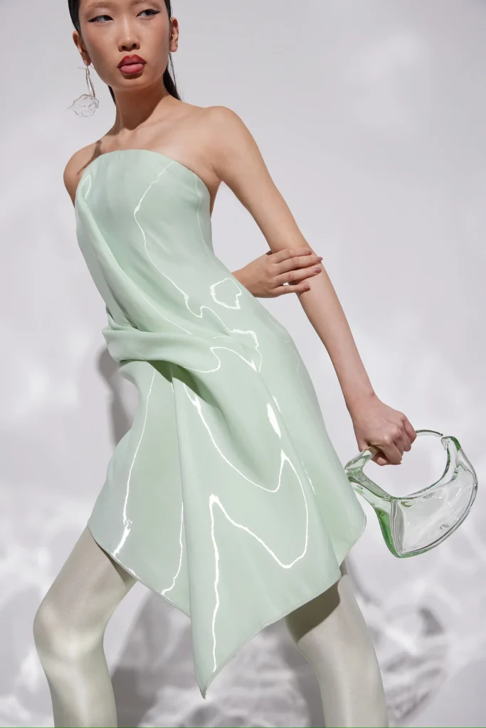 △ Liquid Draped Mini Dress by Kate Barton the Designer