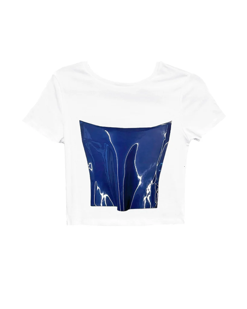 △ Printed Corset Baby Tee in White by Kate Barton Designs