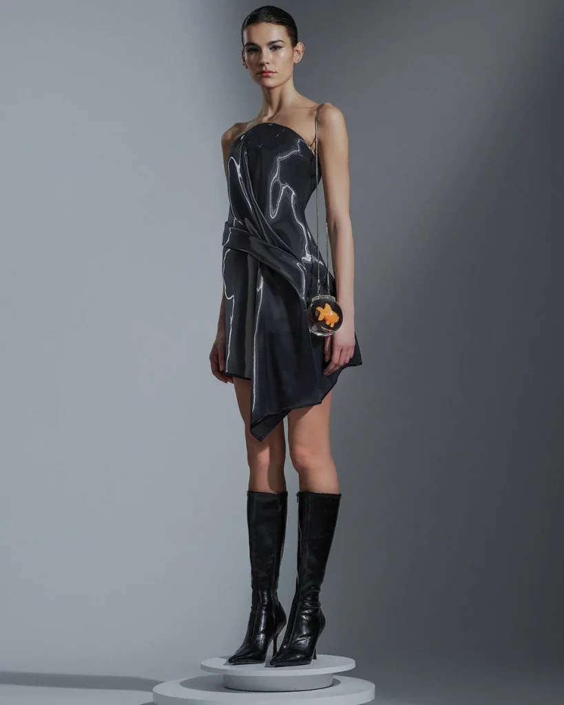 △ Liquid Draped Mini Dress by Kate Barton the Designer